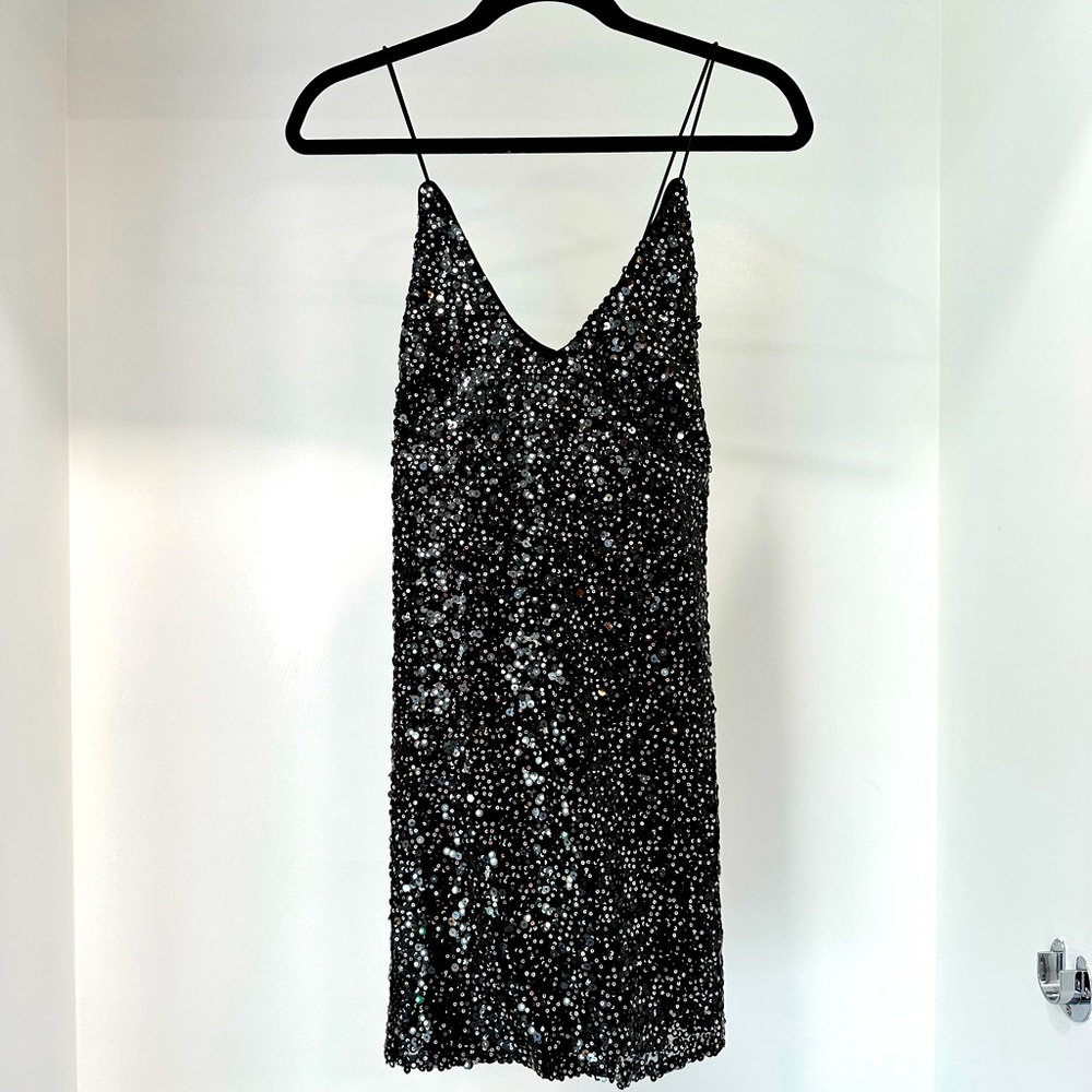 Lulus NWOT Black Sequin Mini Dress Size Medium M Lulu’s sexy Formal